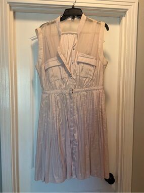Moulinette Soeurs for Anthropologie Light Pink Button-Front Pleated Dress